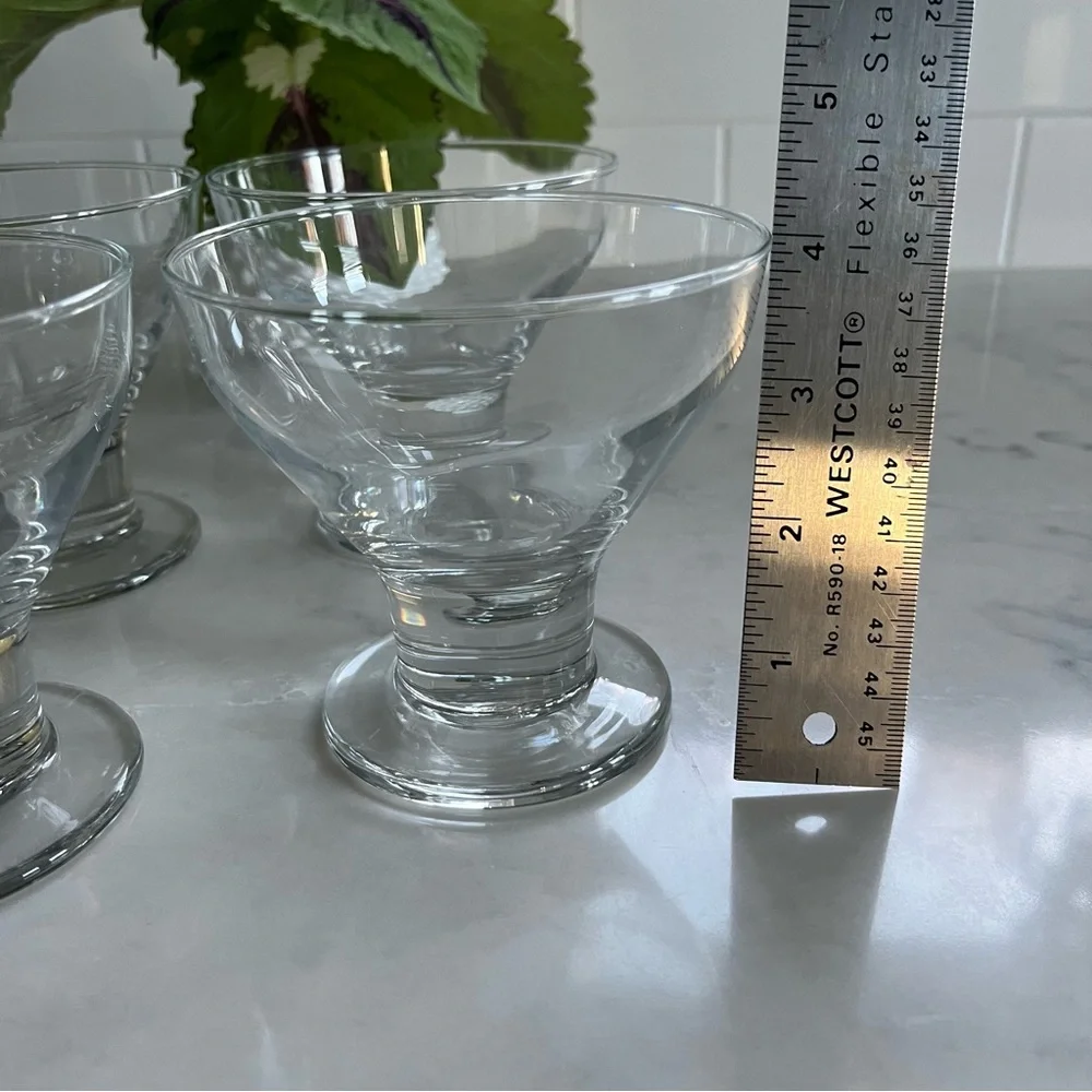 Crate & Barrel clear footed bowls. 4 total. EUC